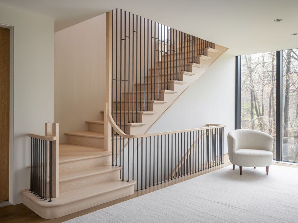 Un escalier en bois plus clair pour agrandir visuellement l’espace