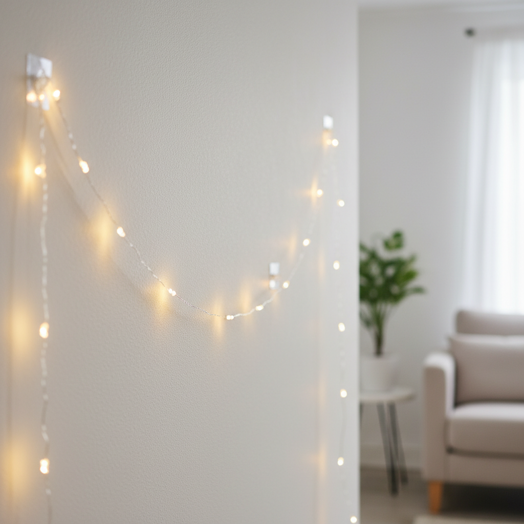 10 idées de déco murale avec guirlandes lumineuses sans percer le moindre trou Image pour comment accrocher une guirlande lumineuse au mur sans trou