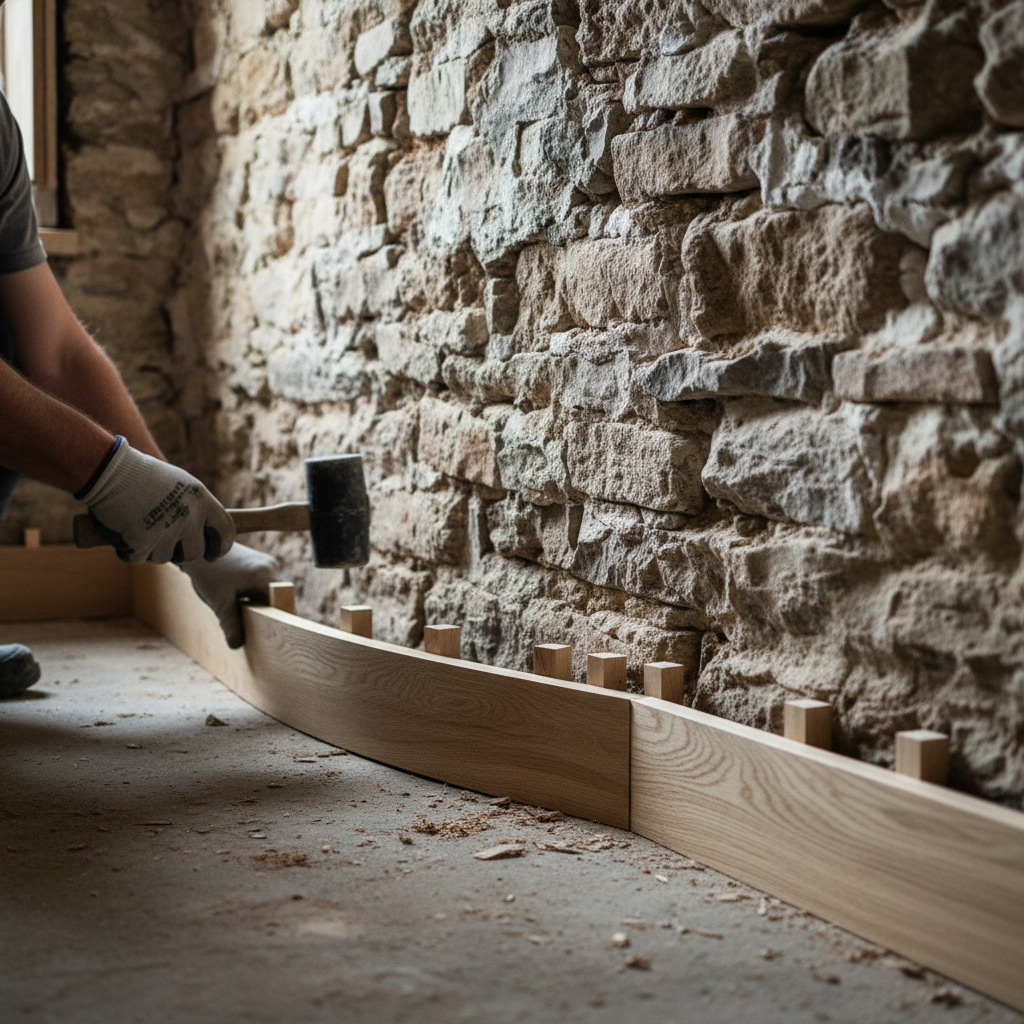 Angles compliqués, murs tordus : méthodes de pro pour poser des plinthes en bois sans défauts Image pour poser des plinthes en bois sur mur pas droit